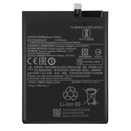 Inbyggt Batteri - XIAOMI - Mi 10T/10T Pro - 5000mAh - Ersätter BM53 - Litium Jon