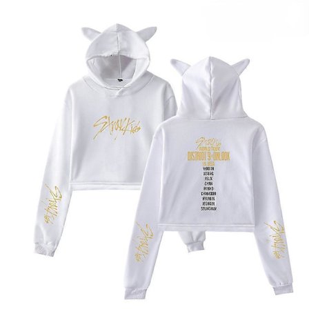 Kpop Stray Kids Hettegenser Katteøre Gensere for Kvinner Felix Hyunjin Bangchan Hettegenser Sweatshirt-15103