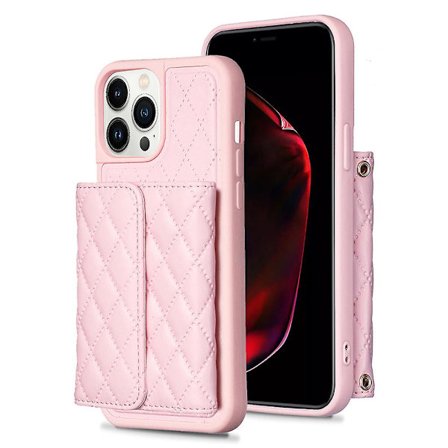 Bf23-stil för Iphone 13 Pro Max korthållare Läder+tpu case Kickstand Cover