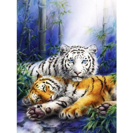 Diamond Painting 5d Diy Diamant Målning Skog Tiger 30x40cm