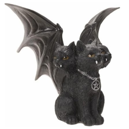 Kolmipäinen musta kissan hahmosiipi Kolmipäinen kissan koriste