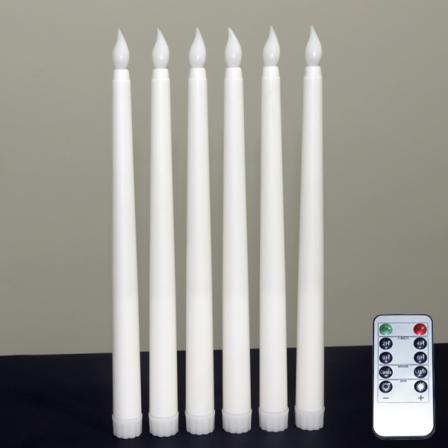 Set Med 6 Elfenben Led Ljusstake Ljus Fjärrkontroll För Kristus