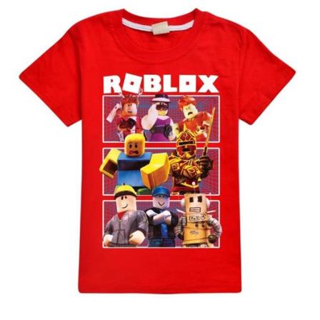 Roblox Cartoon T-shirt Barn till barn Pojkar Flickor Tryck Rund Hals Toppar Sommar Blus Red 9-10 Years