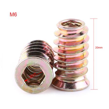 Kolstålmöbler Insexmutter med insex, gängad för trä (M6*20mm)