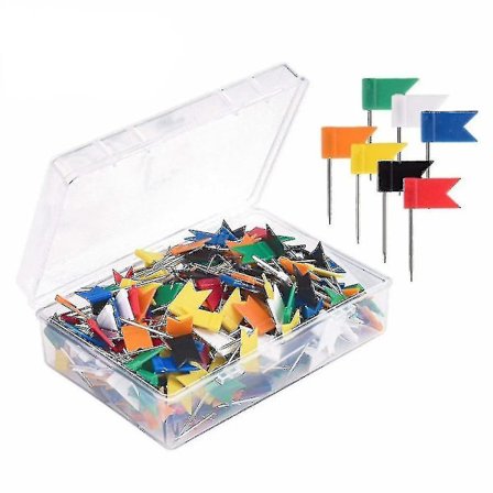 100 stk. - Flag Thumbtacks, Markering Thumbtack Push Pins til Notice Cork Board