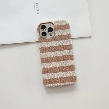 Etui til iPhone 17 Lysebrun Stribet Colorblock Hård Varmeafledning