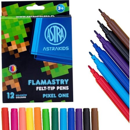 Marker - färgpenna Astra Skolmarkörer Pixel One Minecraft 12 färger