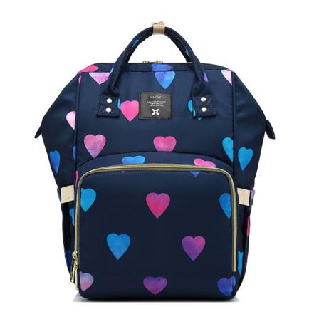 Vaippalaukut Mommy-laukku Monitoiminen suuri kapasiteetti vedenpitävä reppu muoti Blue loving heart