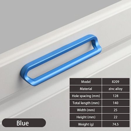 Skap Garderobe Dørhåndtak Møbelhåndtak BLÅTT 128MM 128MM
