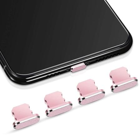 4 stk antistøvplugger som er kompatible med Iphone, beskytter ladedeksel Pink