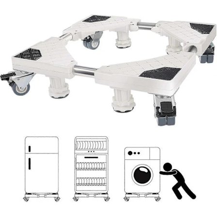 {PL}Tvättmaskinsbas, Lastkapacitet 300 kg, Tvättmaskinspiedestal, Justerbar piedestal för kylskåp, tvättmaskin, torktumlare och frys (justerbar bredd 