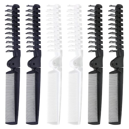 6 stk. Rejsefoldbar børstekam, antistatisk hårkam, dobbelthovedet, bærbar, foldekam til mænd og kvinder
