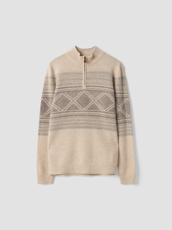 MATCH - Carter zip genser - Redford - Str. S - Herre - Gensere & Cardigans - Grå - 80% ull-lam, nylon-resirkulert