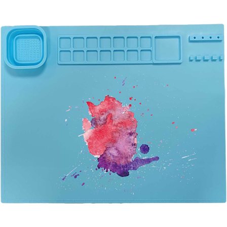 Silikonstøpematte for harpiksstøping - 14 rutenett sammenleggbar varmebestandig med fargepalett - Bærbar modellering deigbrett, bl