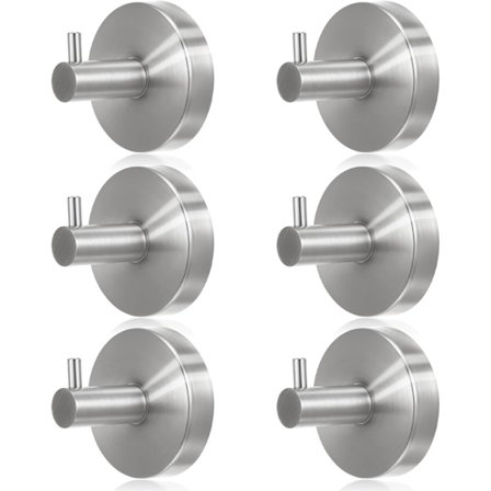 Sølvfarvede sugekopkroge, rustfrit stål, ingen borekroge til brusebad og badeværelse, aftagelig hængeløsning til håndklæder, badekåber på gIa