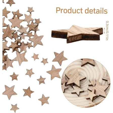 100 Små Træskiver med Stjerneform, Jupiter Spisebord Boligindretningstilbehør, Perfekt til Juledekoration