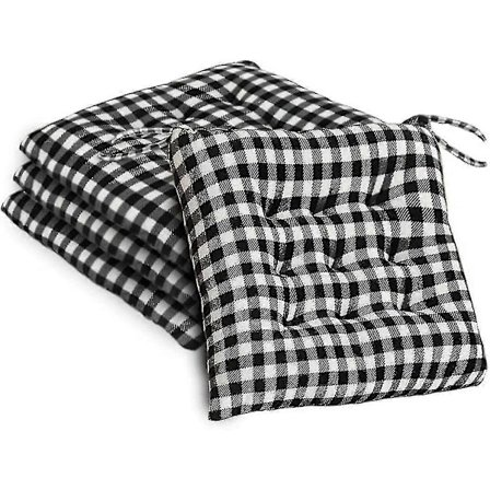 Aoopoo Sett med 4 Stolputer Firkantet Rutete Stolsetepute for Kjøkken Spisestue Hage Stolputer med Bånd 16 X 16 Tykk Myk Komfortabel Sittepute for I