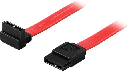 Deltaco SATA-03A1 - SATA-kabel - SATA (hunn) til SATA (hunn) - 30 cm - oppvinklet kontakt, rett kontakt - rød