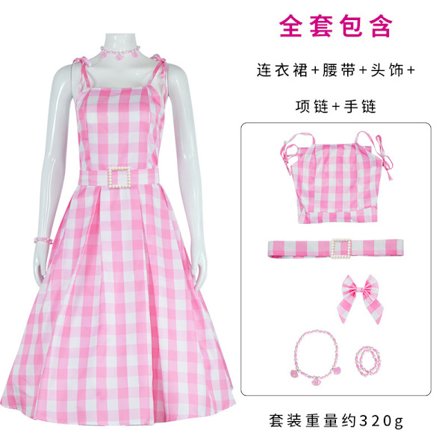 Mub- 2023 New Movie Barby cos clothes dress live action Barbies movie Leggings cosplay for kid Adult Halloween