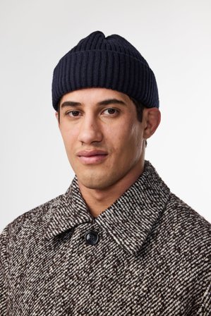 NN.07 Rib Mütze Herren Blau Wollmix