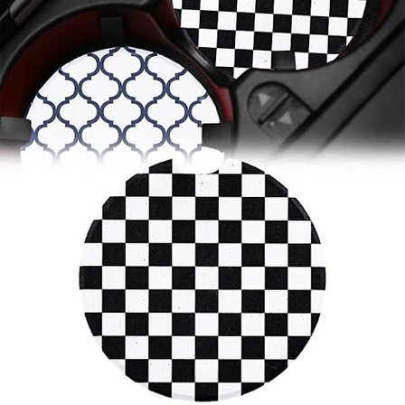 Bilunderlägg för drycker Absorberande Mandala Keramiska Bilmuggshållare Underlägg Med Ett Fingerhål Håll Bilen Ren Bilglashållare| |