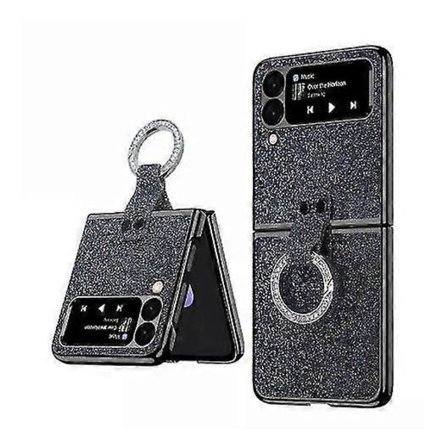 Glitter Skal Kompatibelt Med Samsung Galaxy Z Flip 3 Med Ring Kickstand Hållare Strass, Glänsande Ställskydd