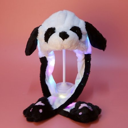 Mjuk och varm kaninhatt med LED-ljus, hoppande hatt Luminous Panda Hat Luminous Panda Hat