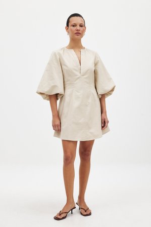 NA-KD Linen Blend Shaped Mini Dress - Linned kjoler - Beige - EU 40