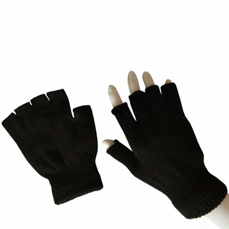 Varme vinterhandsker og farverige Halfinger strikkede handsker til mænd, varme strikkede vinterhandsker, tynde fingerløse handsker.