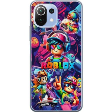 Kompatibel Mobilcover til Xiaomi Xiaomi Mi 11 Lite Farverig Roblox gaming gruppe med hovedtelefoner, controllere og neonfarver perfekt til børn og ga