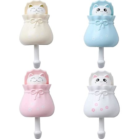 4 stk. dyre vægkroge, børns klæbende krog, børns håndklædekrog, børns dekorative klæbende kroge til frakke, håndklæde, nøgler, tasker, hatte