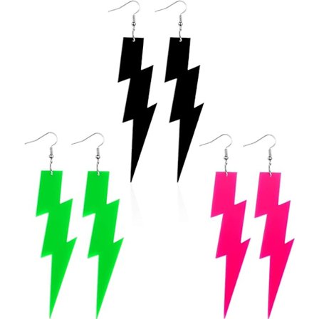3 par 80-tals neonörhängen Halloween-hängen Vintage akrylhänge