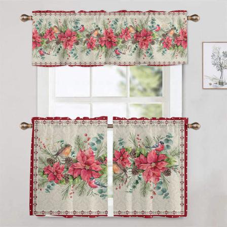1/2 St Printed Rod Pocket Blackout Xmas Halv Gardin