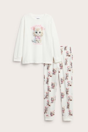 Kappahl | Piżama w koty Offwhite 110/116 | Offwhite