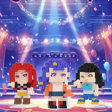 3-pakning KPop Demon Hunters Rumi modell små partikkelmonteringsbyggesett leker