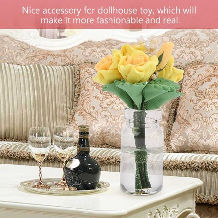 1:12 Dukkehust Mini Bonsai Modell Leketøy Hageplante Dekor Tilbehør (Gul)