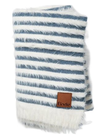 Elodie Details Furry Knit Blanket - Berry Blue - Blue - ONE SIZE
