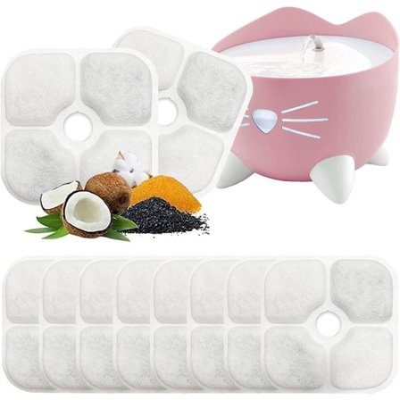 10 filtre for kattefontene, kompatible med Catit Pixi Cat Triple for filtrering av kattevann, hold katten din frisk og hydrert med filtrert kilde