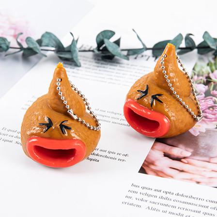 Rolig Bajs Nyckelringar Emoticon Toy Out Tongues Fun