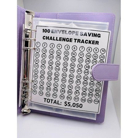 100 Envelope Challenge Binder, Nem og sjov måde at spare $5.050, Spareudfordringsmappe, Budgetmappe med kontantkuverter