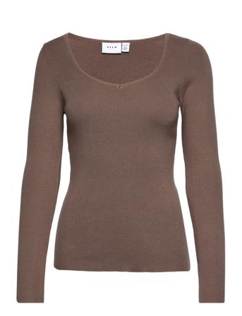 Vicosy L/S Square Neck Pullover Bf Brown Vila