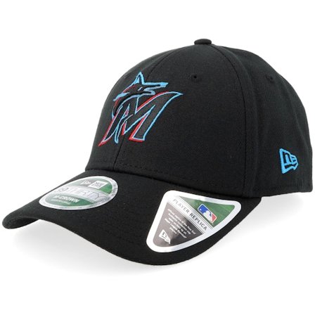New Era - MLB Zwart flexfit Cap - Miami Marlins MLB Player Replica M-Crown 39THIRTY Black Flexfit @ Hatstore