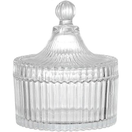 Godteriskål med lokk, dekorativ godteriskål, krystallskål med lokk, glasskrukke, bryllupsgodteribuffetkrukke, teltformet matkrukke (klar)