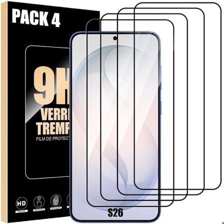 4x Tempereret Glas - BOOLING - til Samsung Galaxy S26 - Ridsesikker Stødabsorberende Hel med Sort Kant