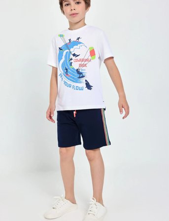 Boboli Fleece Bermuda Shorts - Navy - 122