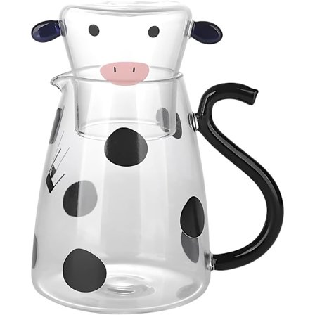 Glaskande med Tumbler 500ml V-formet Tud Varmebestandig Sød Klar Ko Glaskande Bærbar Seng Alt i Én Karaffel