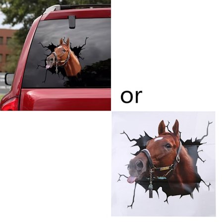 Personlig dyrehest-klistermærke Sjov bil 3D-simulering vandtæt mærkat til hjemmet lastbil vinduesbadeværelsesdekorationer