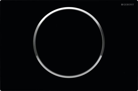 Geberit Sigma10 Spyleplate med stoppfunksjon Svart/blankforkrommet, Baderom