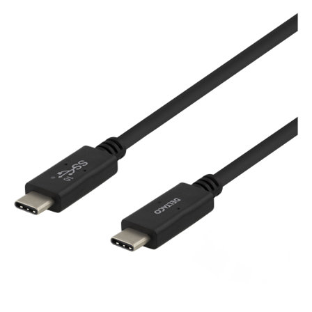 Deltaco USB-C til USB-C, 0.5m USB 3.1 Gen 2, 10Gbps, Power Delivery, 5A, 100W