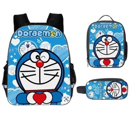 3kpl/ set 16 tuuman Doraemon lasten reppu koululahjaksi Ivory 16 Inches